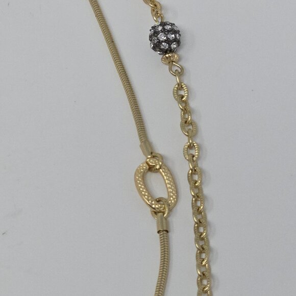 Chico’s Gold Tone Convertible 3 Strand Crystal Ball Layered Statement Necklace - Picture 12 of 15
